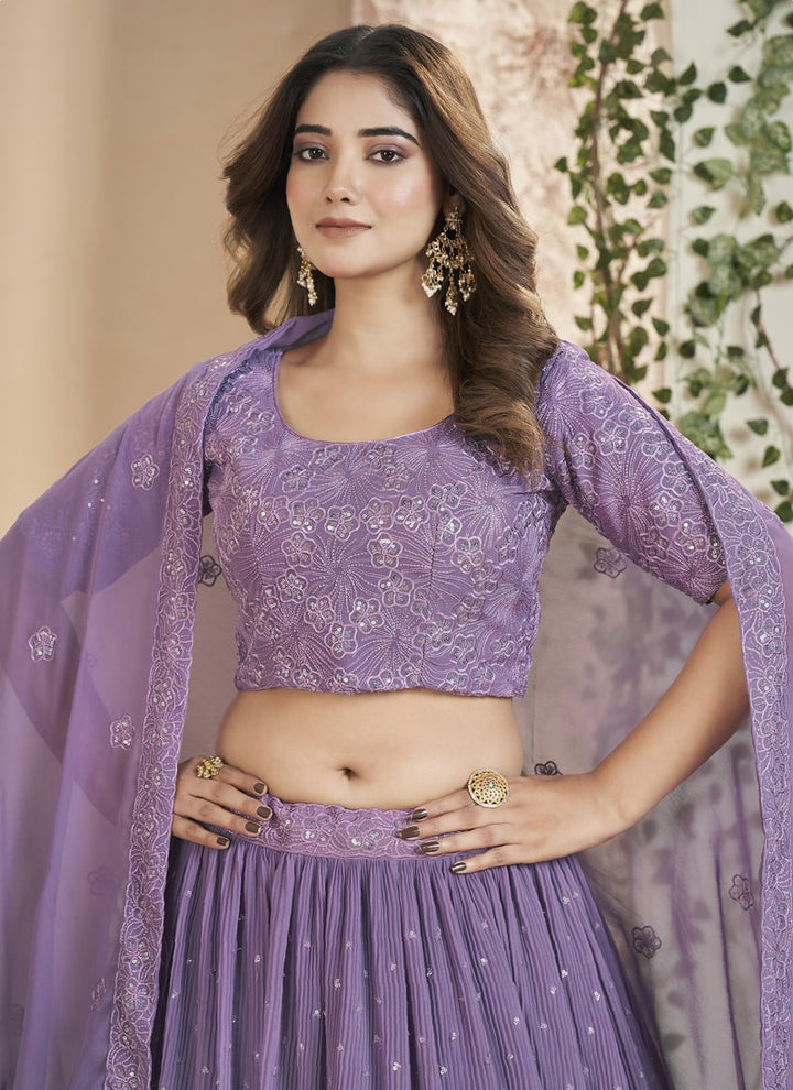 Lassya Fashion Lavender Thread and Sequins Embroidered Designer Lehenga Set