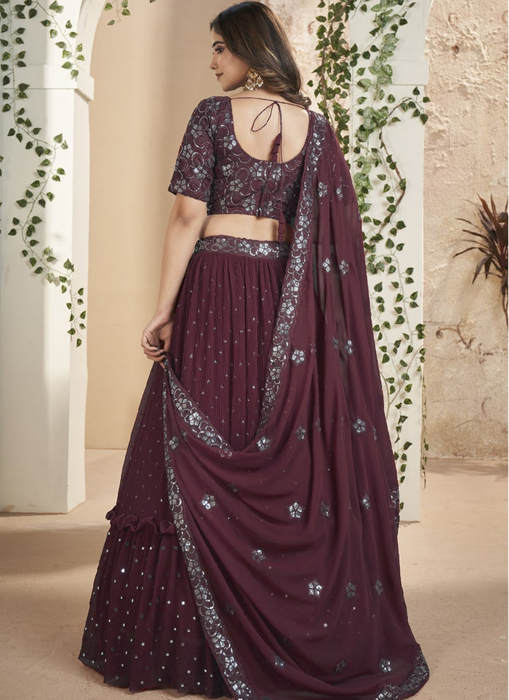 Lassya Fashion Maroon Thread and Sequins Embroidered Designer Lehenga Set