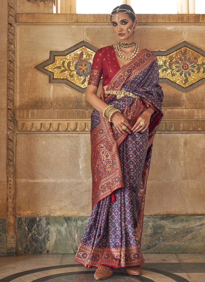 Purple Banarasi Design Silk Saree with Jacquard Weaving