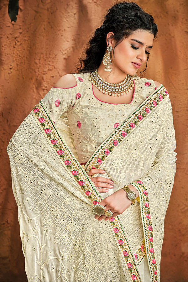 Rama Green Designer Heavy Imported Silk Saree