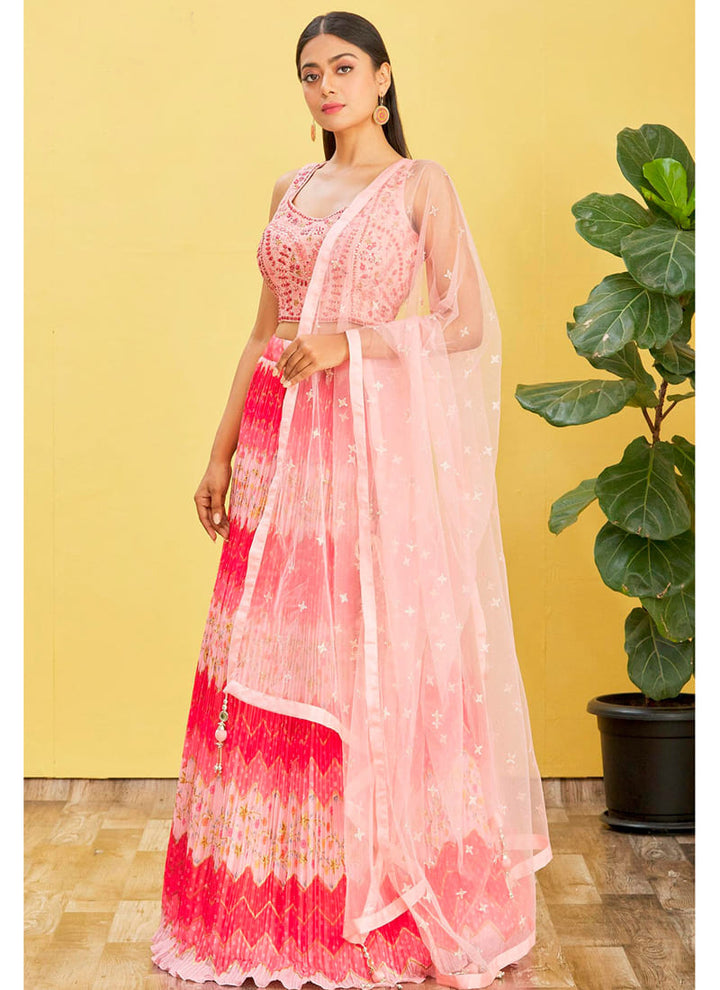 Lassya Fashion's Ruby Pink color Exquisite Designer Embroidered Lehenga Choli