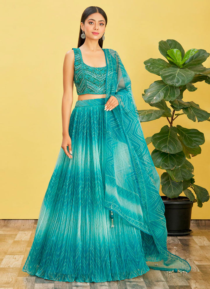 Lassya Fashion's Sea Blue color Exquisite Designer Embroidered Lehenga Choli