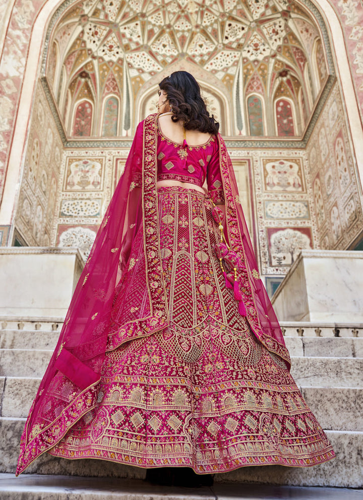 Lassya Fashion's Ruby Pink Color Designer Bridal Velvet Lehenga Choli