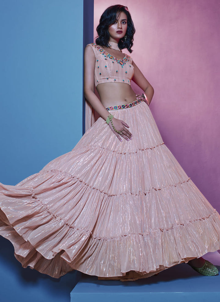 Lassya Fashion's Baby Pink Designer Thread Work Party Lehenga Choli Set