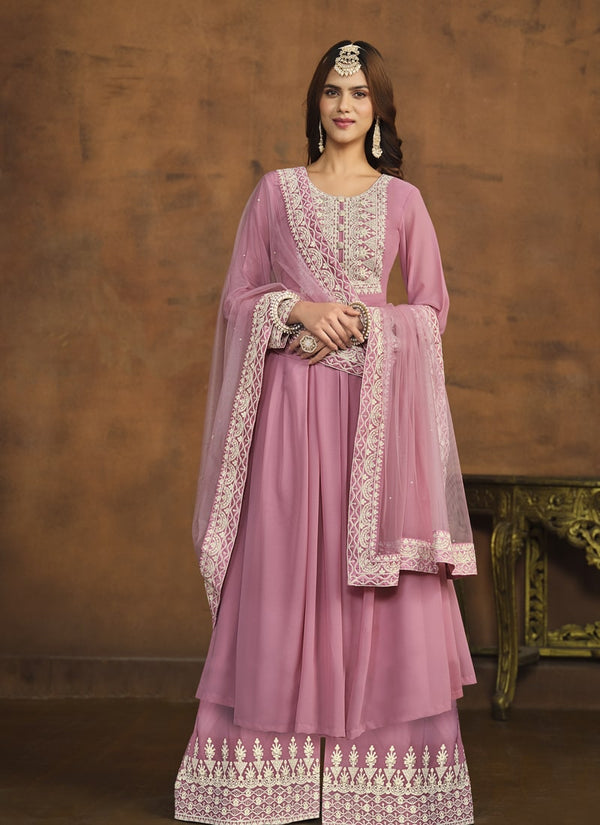 Lassya Fashion Neon Pink Elegant Palazzo Suit for Wedding Wear
