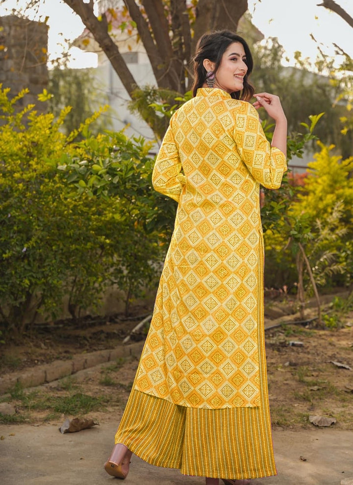 Lassya Fashion Yellow Elegant Plazzo Suit Set with Stunning Digital Print
