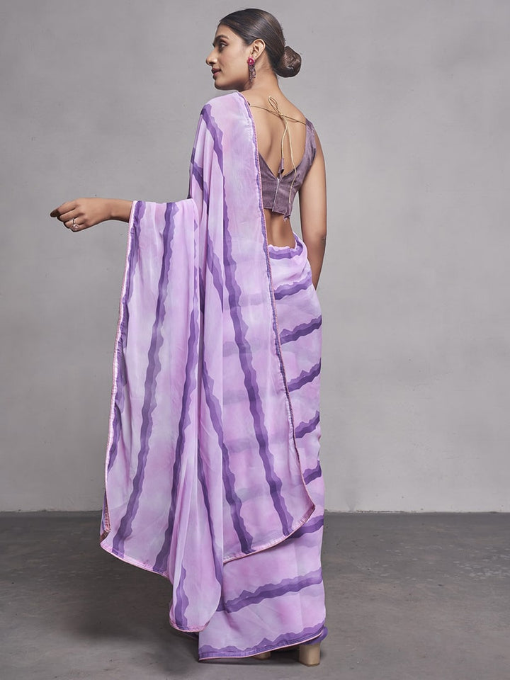 Lassya Fashion 0 Lavender Elegant Partywear Georgette Saree Set