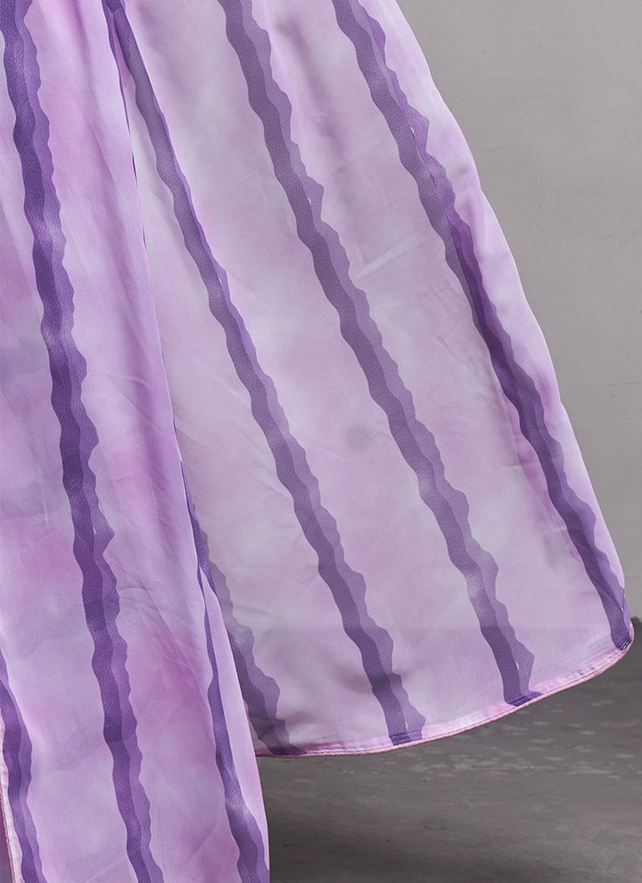 Lassya Fashion 0 Lavender Elegant Partywear Georgette Saree Set