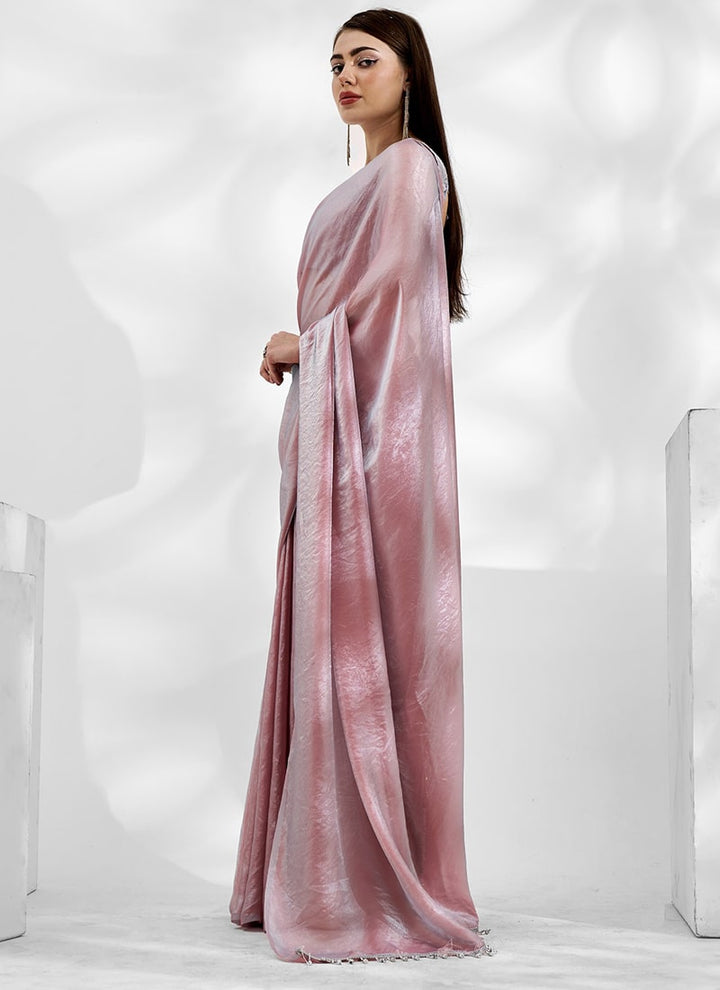 Lassya Fashion 0 Mauve Pink Elegant Partywear Jimmy Choo Saree Set