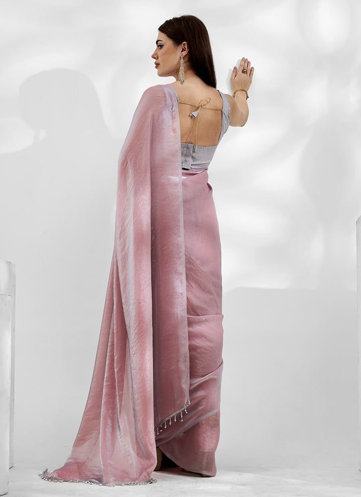 Lassya Fashion 0 Mauve Pink Elegant Partywear Jimmy Choo Saree Set