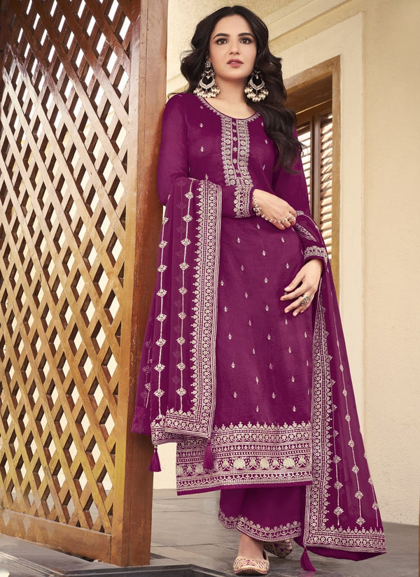 Elegant Women'S Dola Silk Embroidery Salwar Suit