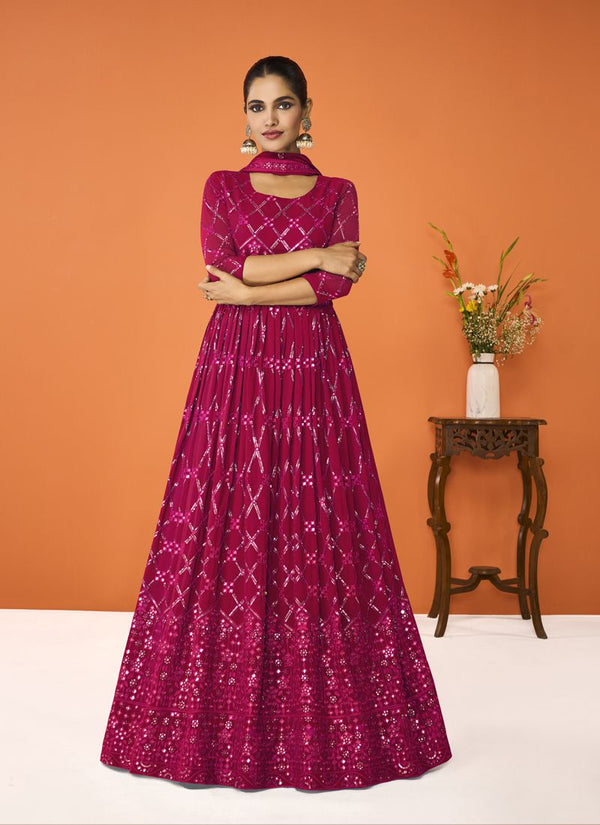 Trendy Georgette Embroidery Work Party Wear Gown