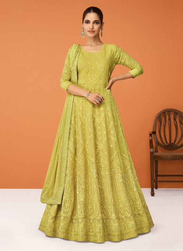 Trendy Georgette Embroidery Work Party Wear Gown