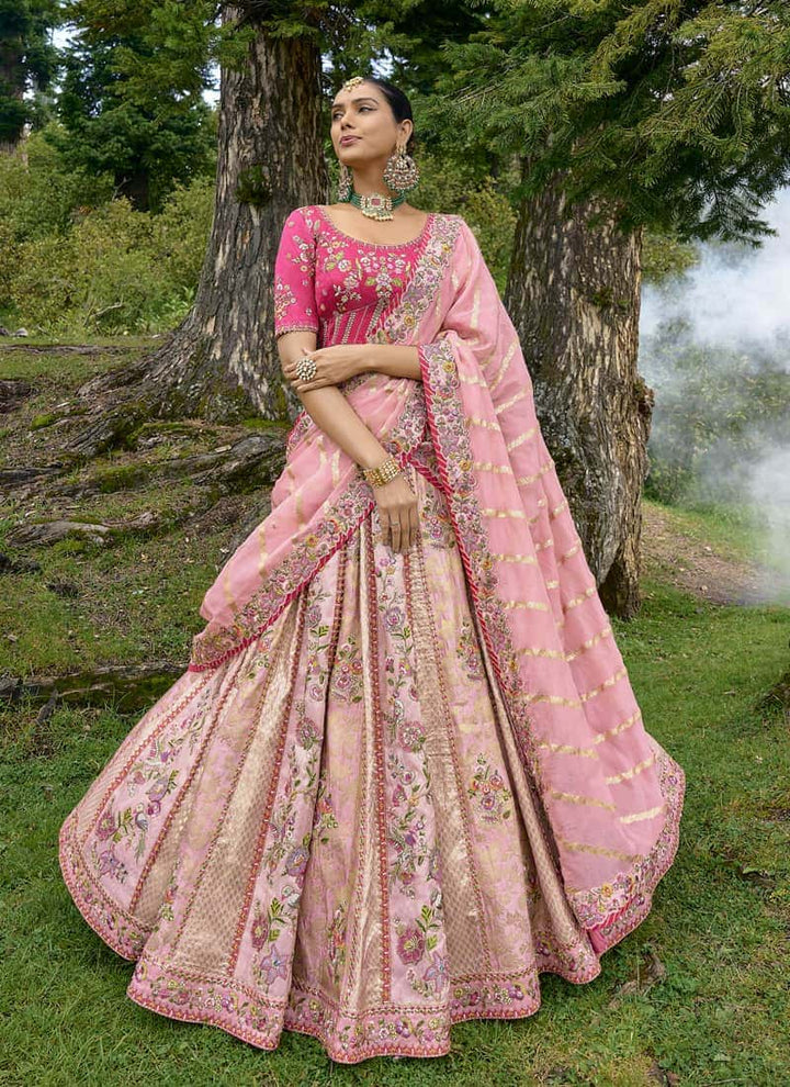 lassya Fashion Pink Graceful Lehenga Choli Ensemble with Exquisite Embroidery