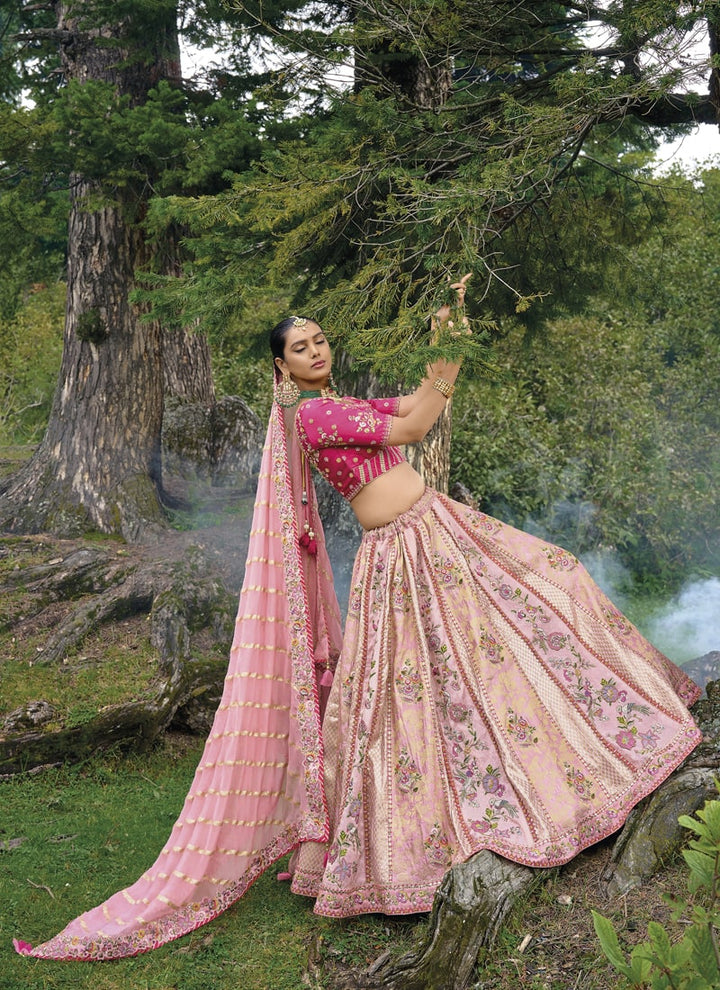 lassya Fashion Pink Graceful Lehenga Choli Ensemble with Exquisite Embroidery