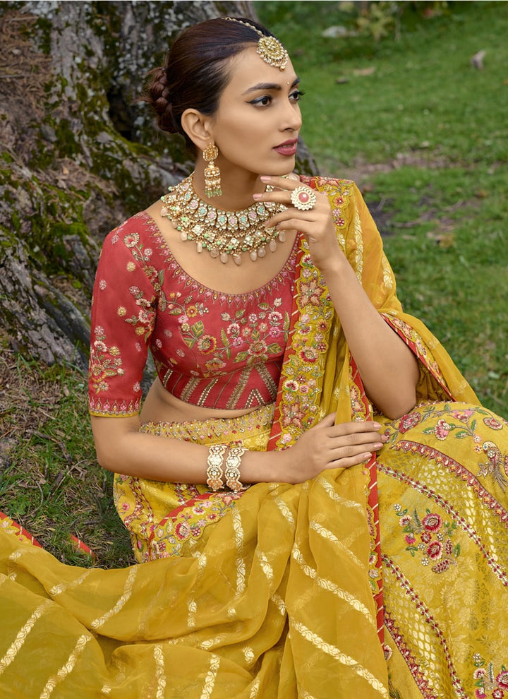 lassya Fashion Yellow Graceful Lehenga Choli Ensemble with Exquisite Embroidery