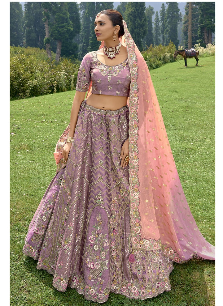 lassya Fashion English Lavender Enchanting Embroidered Lehenga Choli in Fancy Silk