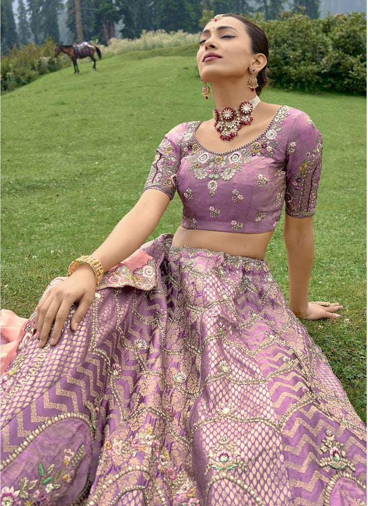 lassya Fashion English Lavender Enchanting Embroidered Lehenga Choli in Fancy Silk