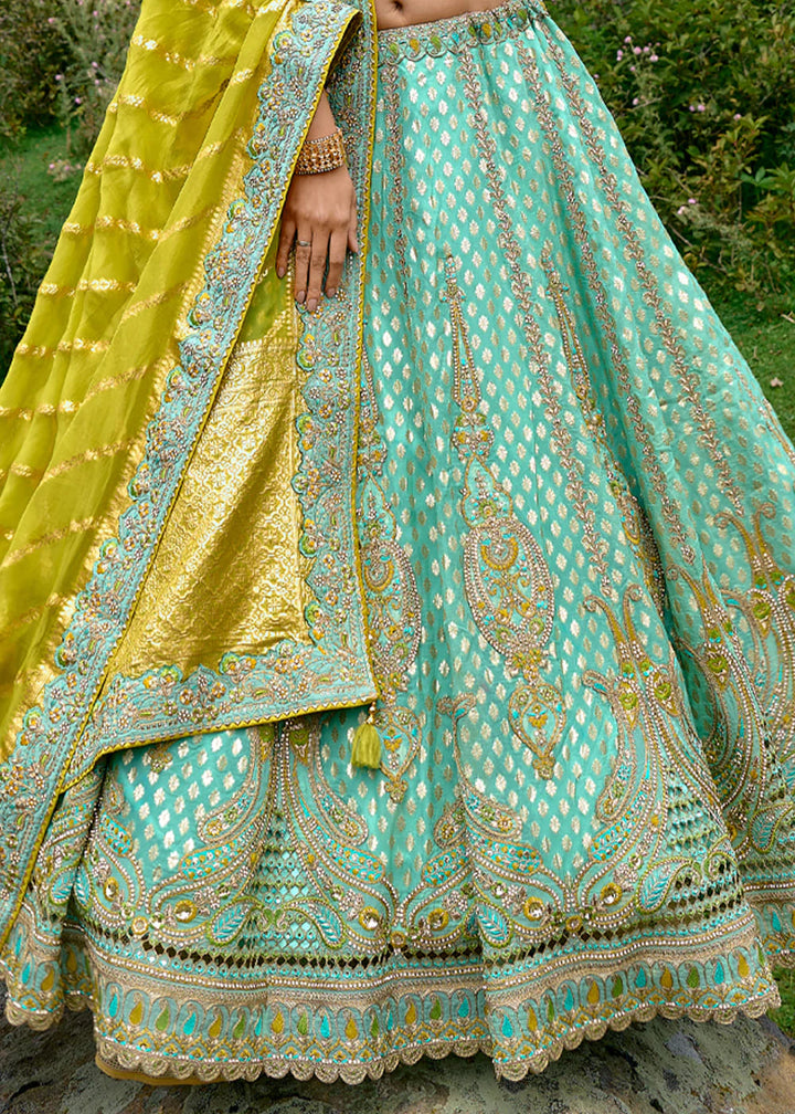 lassya Fashion Mint Green Exquisite Embroidered Lehenga Choli Set in Fancy Silk