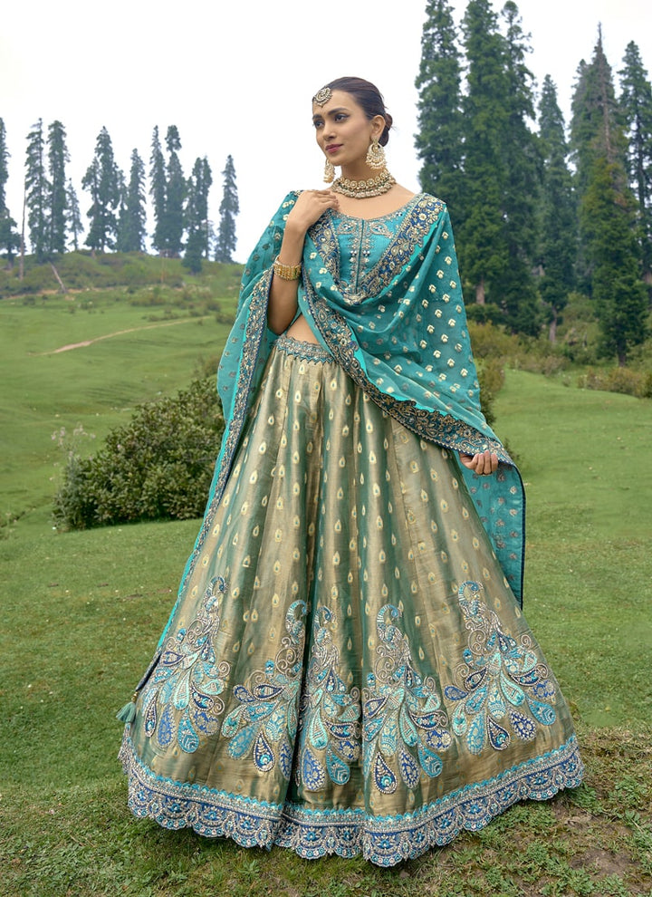 lassya Fashion Sea Blue Enchanting Embroidered Lehenga Choli in Fancy Silk