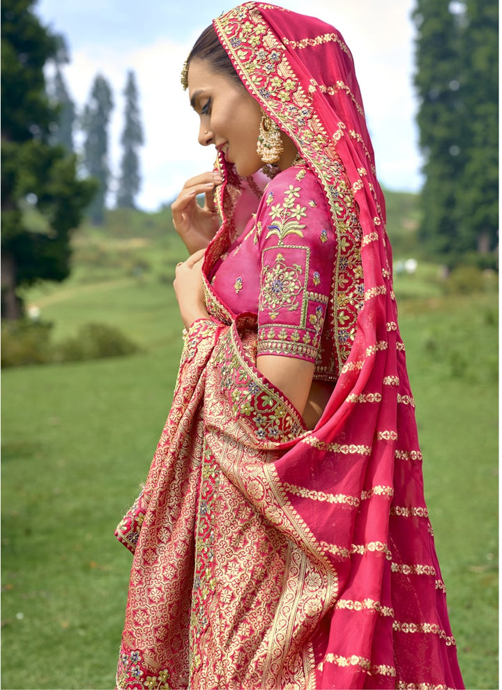 lassya Fashion Rose Pink Enchanting Embroidered Lehenga Choli in Fancy Silk