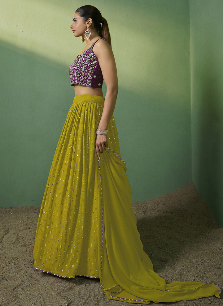 lassya Fashion Olive Green Designer Lehenga Choli with Embroidery and Sequin Work