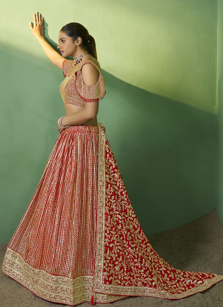 lassya Fashion Crimson Red Designer Lehenga Choli with Embroidery and Sequin Work