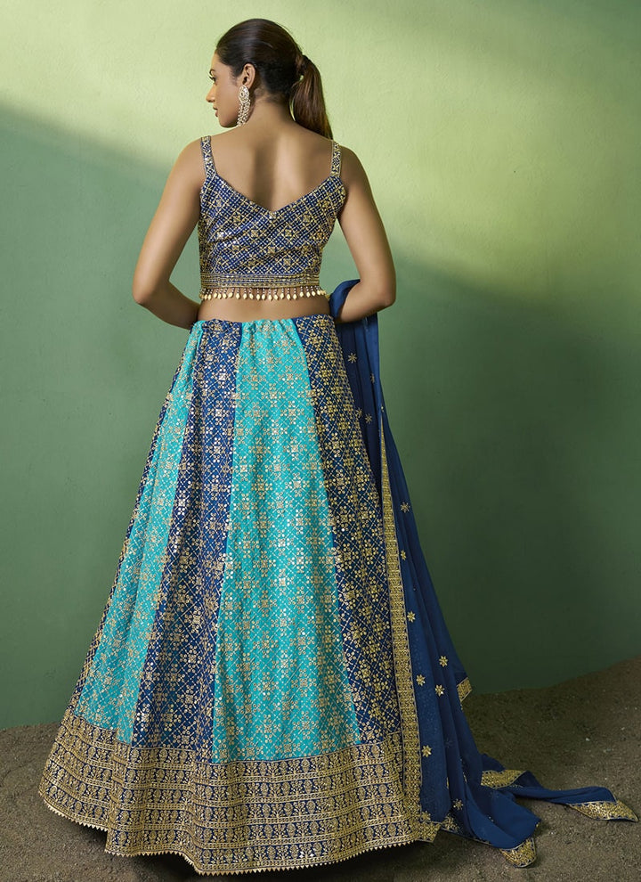 lassya Fashion Indigo and Sky Blue Elegance Redefined Designer Georgette Lehenga Choli