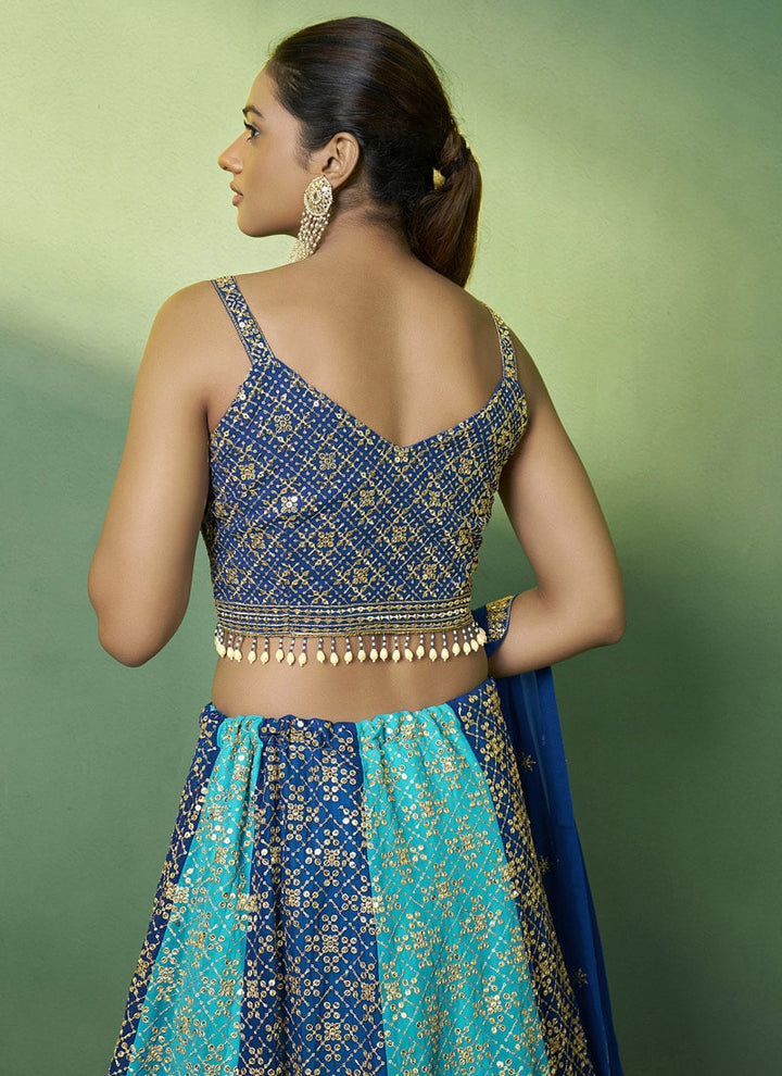 lassya Fashion Indigo and Sky Blue Elegance Redefined Designer Georgette Lehenga Choli