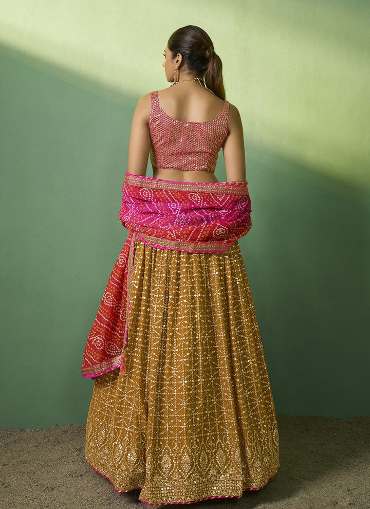 lassya Fashion Mustard Elegant Designer Lehenga Choli with Embroidery and Sequin Accents