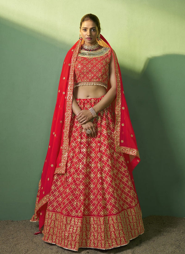 lassya Fashion Philippine Red Designer Lehenga Choli with Embroidery and Sequin Work