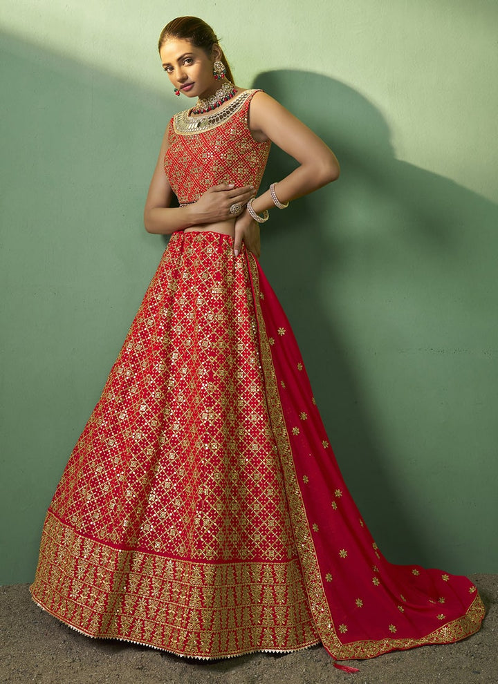 lassya Fashion Philippine Red Designer Lehenga Choli with Embroidery and Sequin Work