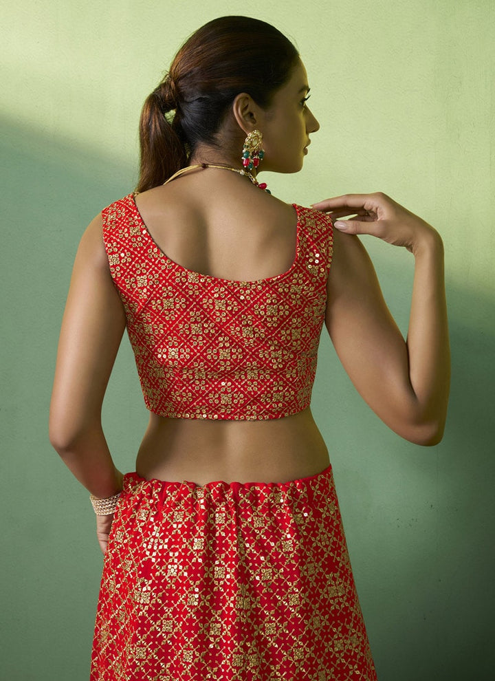 lassya Fashion Philippine Red Designer Lehenga Choli with Embroidery and Sequin Work