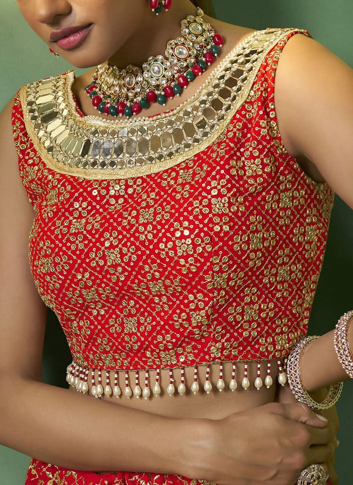 lassya Fashion Philippine Red Designer Lehenga Choli with Embroidery and Sequin Work