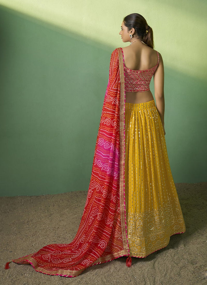 lassya Fashion Mustard Yellow Elegant Designer Lehenga Choli with Embroidery and Sequin Accents