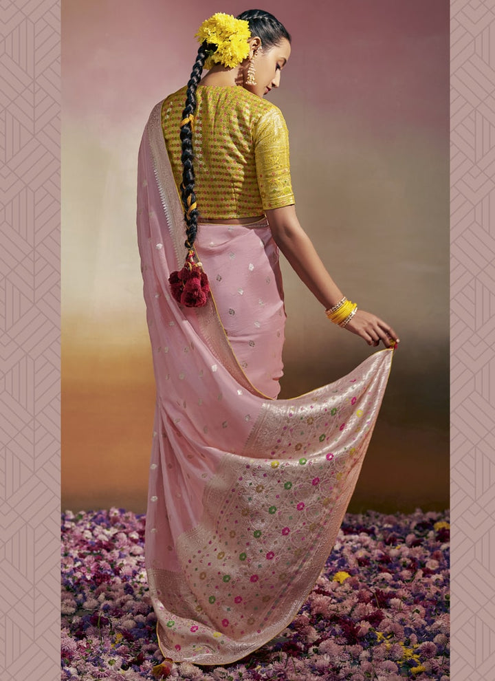Lassya Fashion Dusty Pink Exquisite Wedding Sarees in Pure Viscose Dola Silk