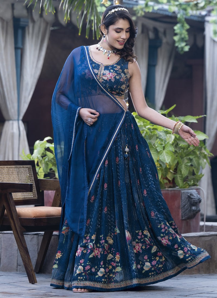 Lassya Fashion Midnight Blue Elegant Designer Lehenga Set in Heavy Pure Chinon