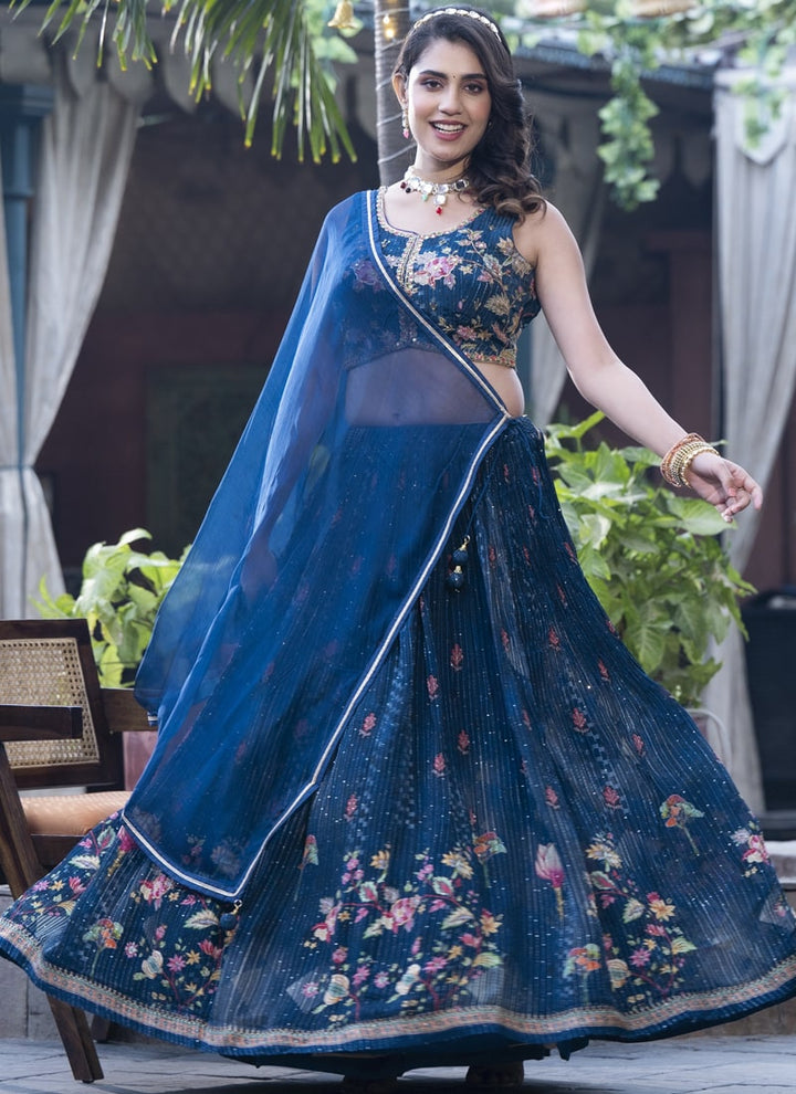 Lassya Fashion Midnight Blue Elegant Designer Lehenga Set in Heavy Pure Chinon