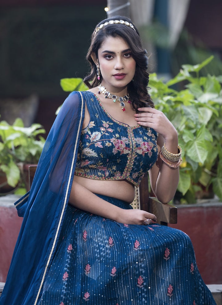 Lassya Fashion Midnight Blue Elegant Designer Lehenga Set in Heavy Pure Chinon