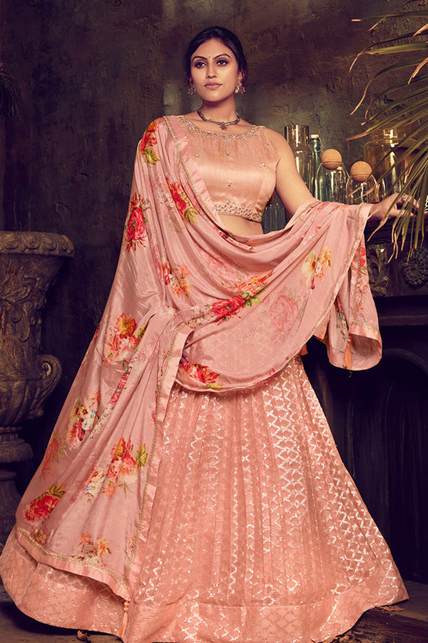 Rose Pink Elegant Lehenga Set with Hand-Embroidered Blouse