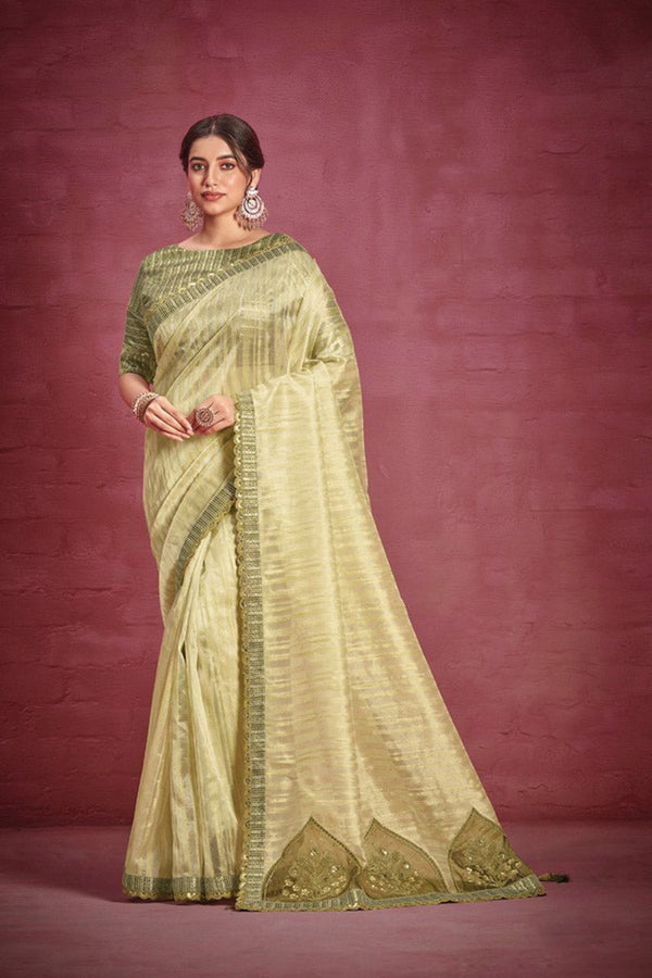 Elegant Stone and Patch Border Work Saree with Designer Blouse