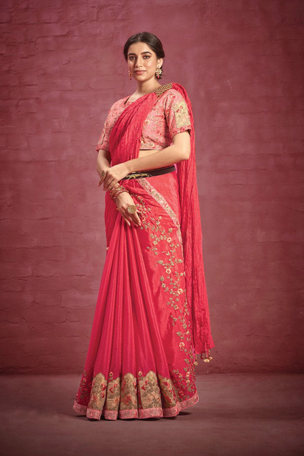Elegant Stone and Patch Border Work Saree with Designer Blouse