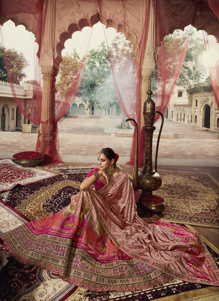 Lassya fashion's Light Pink Exquisite Banarasi Silk Wedding Lehenga Choli