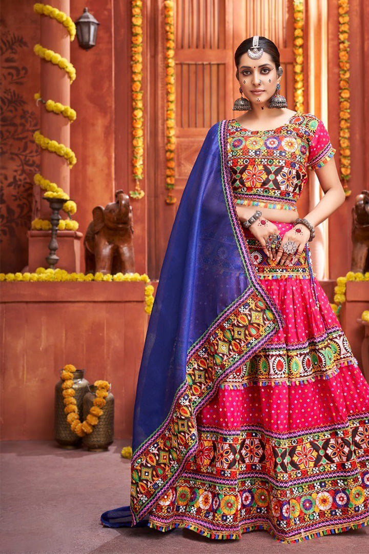 Pink And Multicolor New Stylish Designer Navratri Chaniya Choli