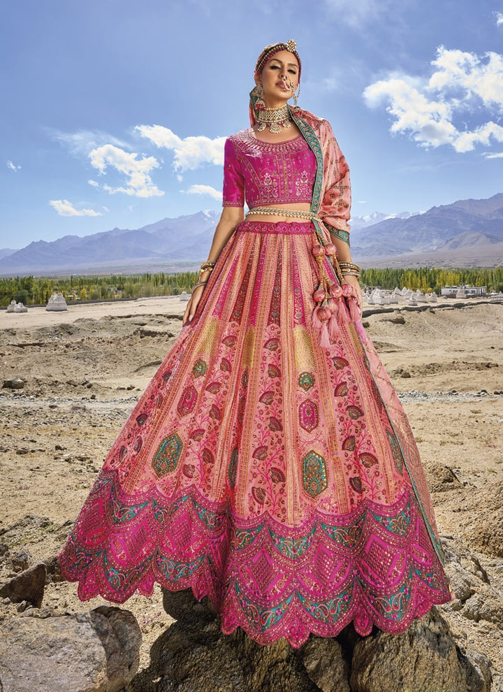 Lassya Fashion Fuchsia Pink Exquisite Banarasi Silk Jacquard Wedding Lehenga