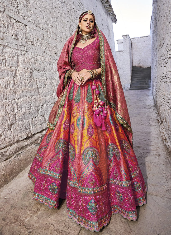 Lassya Fashion Magenta Pink Exquisite Banarasi Silk Jacquard Wedding Lehenga