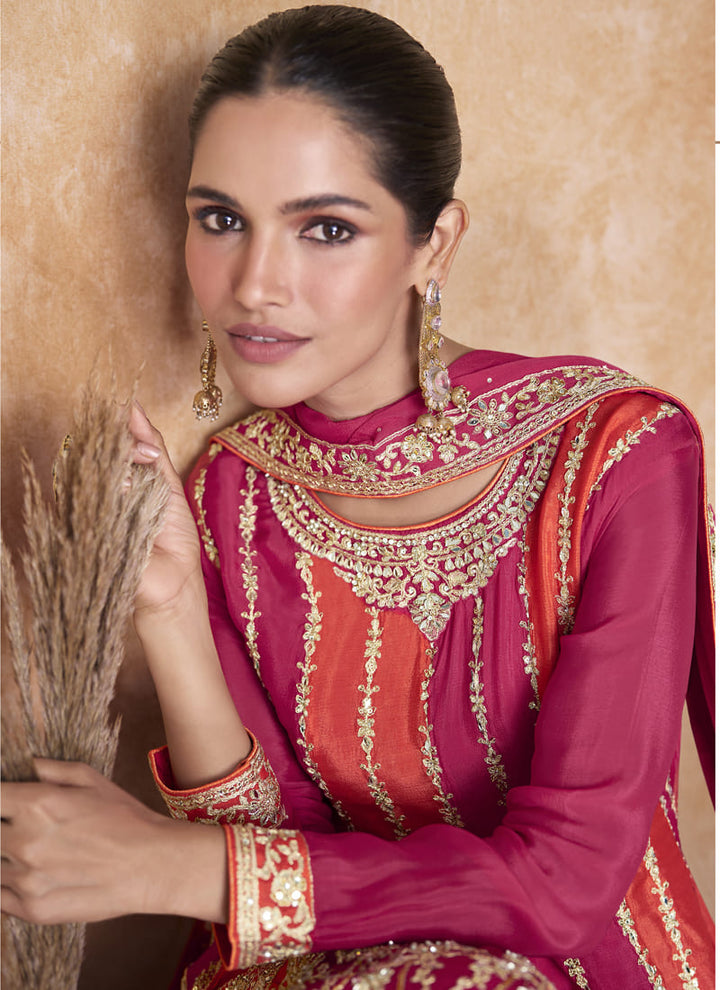 lassya fashionRudy Pink Color Exquisite Designer Sharara Suit