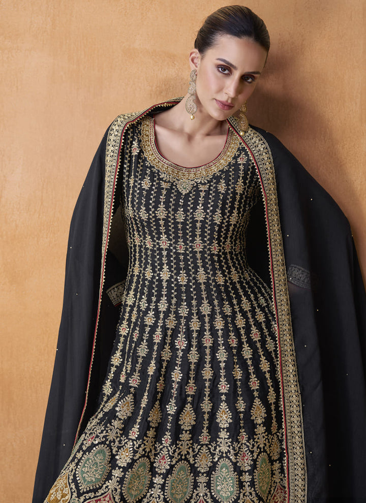 lassya fashionBlack Color Exquisite Designer Sharara Suit