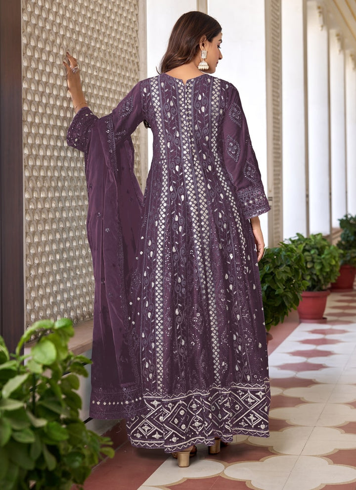 Lassya Fahsion Dark Lavender Exquisite Pakistani Front Slit Salwar Suit