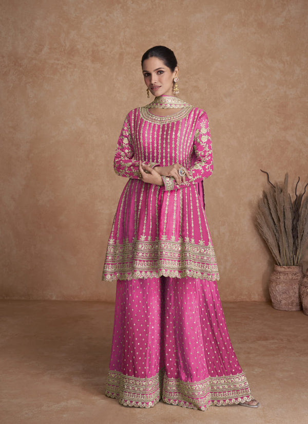 Lassya Fashion Pink Color Elegant Palazzo Salwar Suit Set